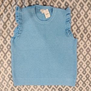 J. Crew Sleeveless Ruffle Shoulder Sweater